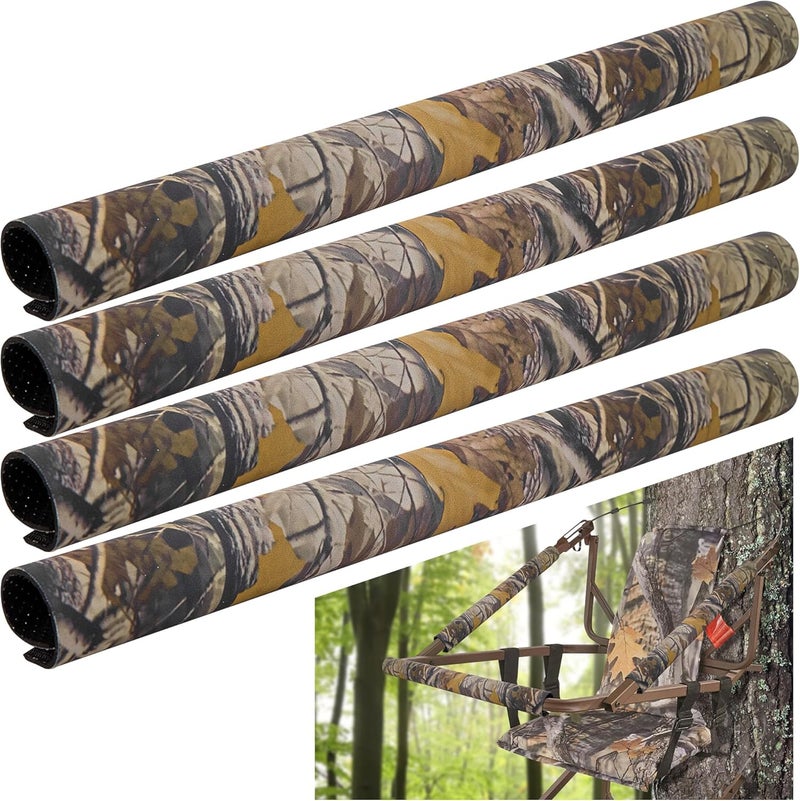Adnee 3Pcs/4Pcs Tree Stand Rail Pads - 19.6"x5.3" Waterproof Camo Treestand Shooting Rail Pads - Tree Stand Rail Covers for Climbing Tripod Deer Stand Treestand Ladder - Image 1